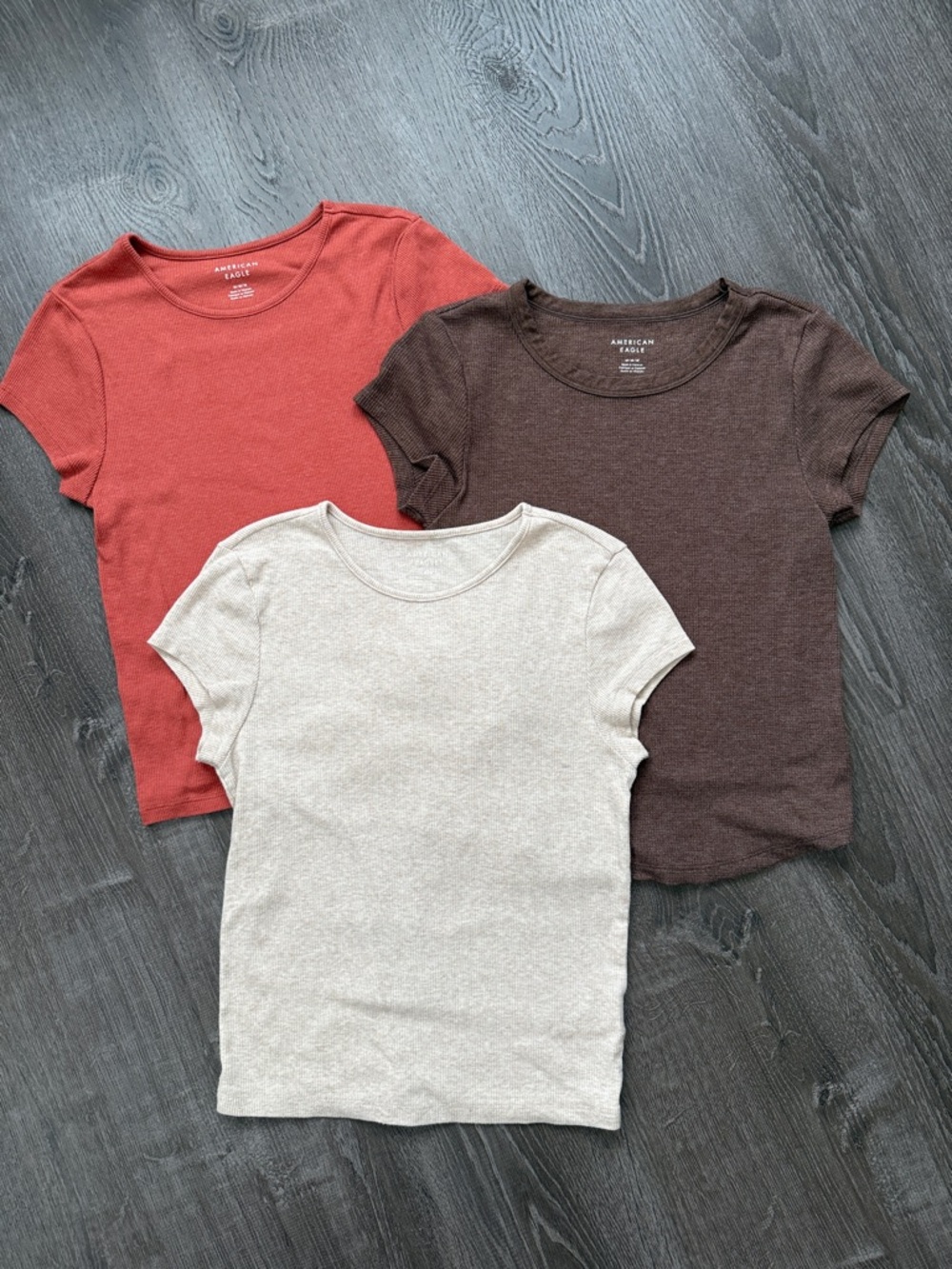 American Eagle Outfitters Short Sleeve Tee Set - Rust, Chocolate Brown, Oatmeal